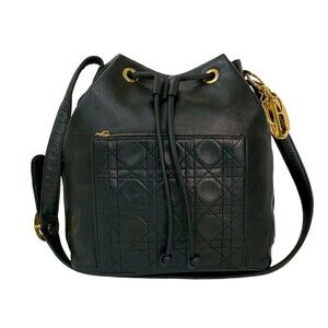 CHRISTIAN DIOR Black Leather Shoulder Bag